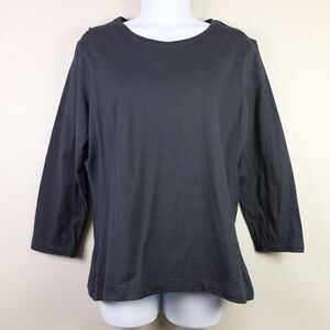 Hanes Black Crewneck 3/4 Sleeves Top Size Large